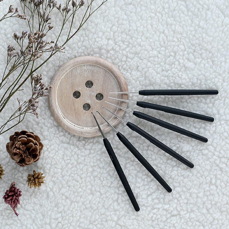 KnitPro Steel Crochet Hook with Comfortable Black Handle